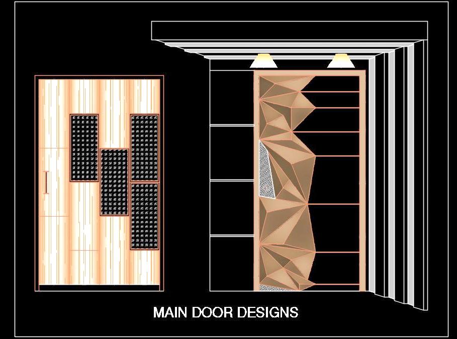 Entrance Door CAD Block- Flush Design with Veneer Finish